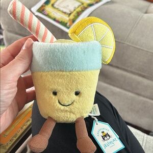 Jellycat Lemonade Plush with Pink-Striped Straw New